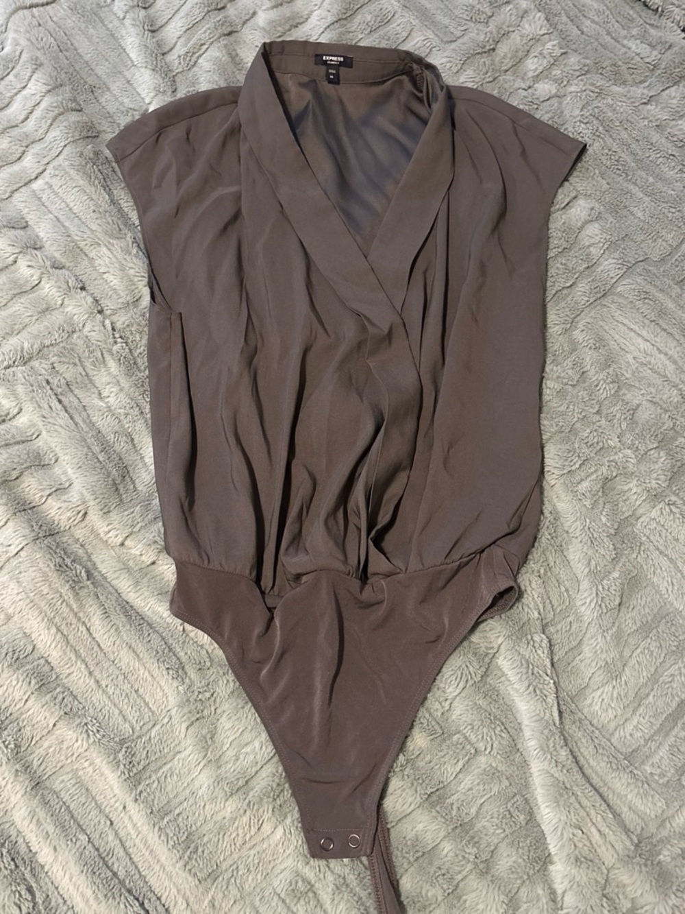 Express Women's Olive Green Draped One-Piece Bodysuit